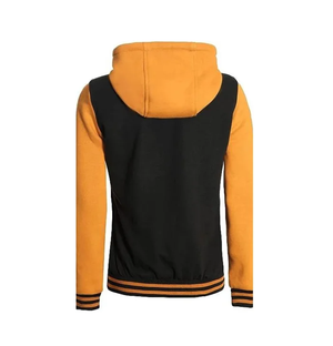 Harper Black and Yellow Hooded Baseball Jacket for Women