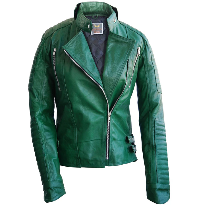 Daisy Womens Emerald Green Biker Jacket