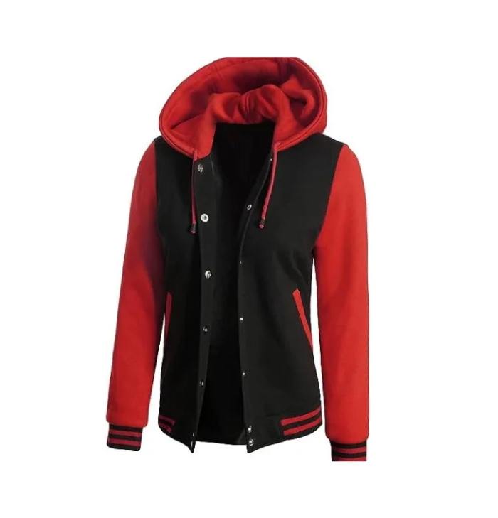 Sydney Women’s Red and Black Hooded Baseball Jacket